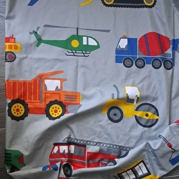 KIDS CONSTRUCTION VEHICLES lined SINGLE curtain panel 42X84 tonka toys digger - Picture 8 of 8